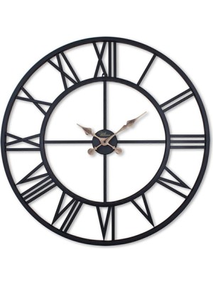 PremiumPort Şık Ferforje Duvar Saati 76 Cm, Modern Tasarım, Ev ve Ofis Dekoru