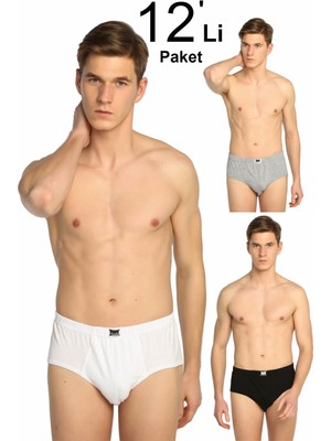 Tutku Entaha Erkek Karışık Renk 12'li Paket Pamuk Slip Yeni Sezon-Karışık Renk-Xl