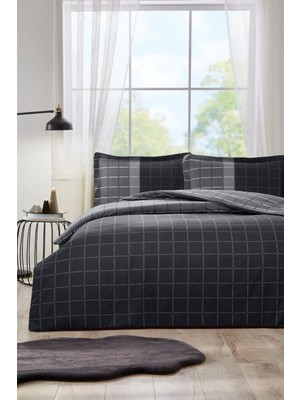 Özdilek Ranforce -Nera Siyah- Lastikli Çarşaflı Battal Boy Çift Kişilik Nevresim Takımı