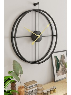 PremiumPort Modern Siyah Duvar Saati, Ispanyol Tarzı, Xl Boyut, Dekoratif Tasarım