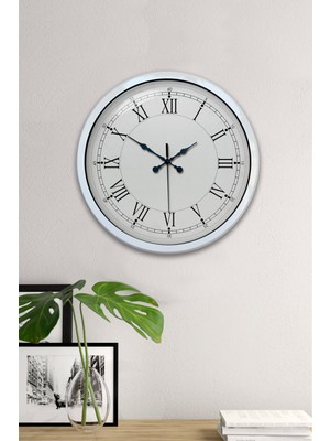 PremiumPort 40 cm Beyaz Metal Retro Duvar Saati, Şık ve Şık Tasarım