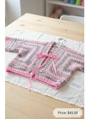 Linas Collection El Yapımı Motifli Kız Çocuk Hırka 6-10 Yaş