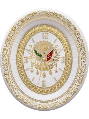PremiumPort Şık Oval Osmanlı Desenli Lüks A Kalite Duvar Saati