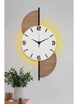 PremiumPort Büyük Boy Ahşap Işıklı Beyaz Duvar Saati 30X65 Cm, Şık ve Modern Tasarım