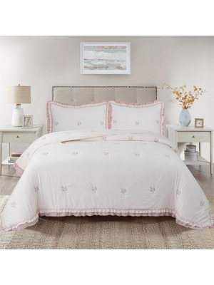 Belle Home Perla Çift Kişilik Nakışlı Yatak Örtüsü Takımı - 240X260 cm - Pvc Çantalı - Günlük ve Çeyizlik - Yeni Renkler