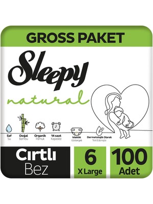 Sleepy Natural Gross Paket Bebek Bezi 6 Numara Xlarge 100 Adet