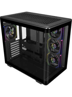 Cooler Master Elite 600 Curve TG Siyah 850W 80+ Gold Gen5 ARGB 4x12 Fan, Back-Connect destekli MidTower Kasa (E600-KGNN85-S01)