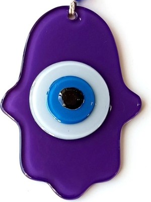 Nazar Boncuklu Mor Renk Fatma Ana Bereket Eli Cam Duvar Süsü