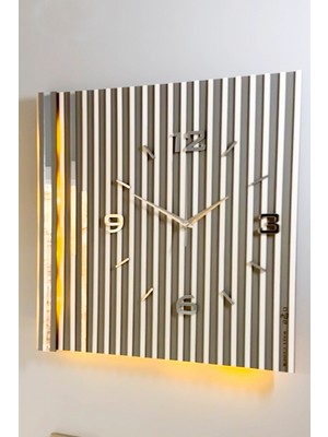 PremiumPort Modern 48X48CM Işıklı Pilli LED Duvar Saati, Şık Tasarım