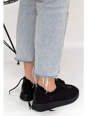 isiltikidsmoda Renji Siyah Triko Bağcıklı Spor Ayakkabı