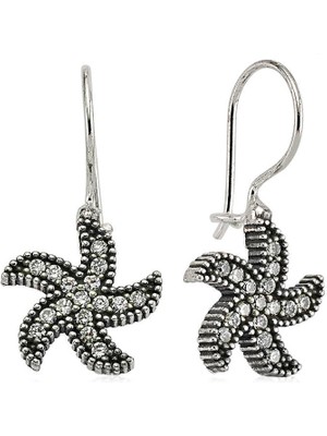 Fumeyabi Gümüş Deniz Yıldızı Sallantılı Küpe