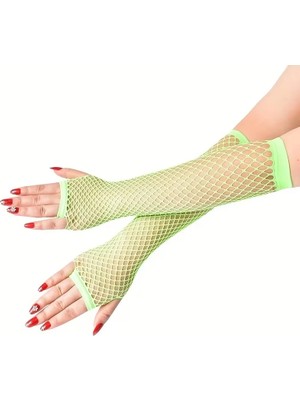 Eco Lounge Retro Neon Yeşil File Parmaksız Eldiven 26 cm