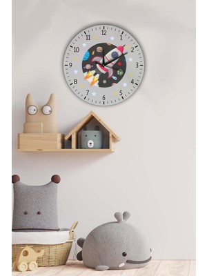 PremiumPort Sevimli ve Şık 40X40CM Çocuk Odası Duvar Saati, Dekoratif ve Fonksiyonel