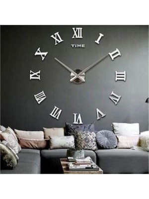 PremiumPort 3D Duvar Saati, Pleksi Ayna, Roma Rakamlı, Büyük Boy, Modern Dekorasyon
