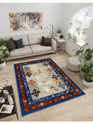 Dijidekor Shine M(11) Mavi Saçaksız Mutfak Koridor Yolluk Salon Yatak Odası Halısı