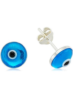 Fumeyabi Gümüş Yuvarlak Nazar Çivili Küpe