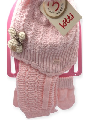 Mustran 0-12 Ay Bebek 3’lü Set Bere Atkı Eldiven Polar İçli Triko Kışlık | Yeni Sezon 2026