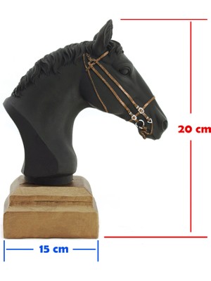 Siyah At Büstü - At Heykeli Dekor Ürünü