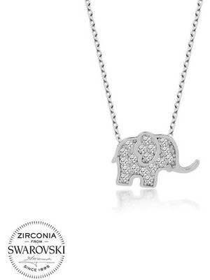 Fumeyabi Swarovski Taşlı Gümüş Fil Bayan Kolye