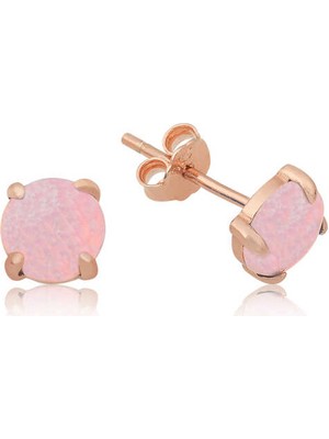 Fumeyabi Gümüş Pembe Opal Taş Küpe