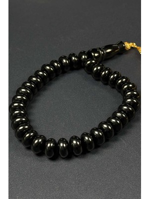 Tesbihkenti Basık Kesim Özel Püsküllü Gürcü Oltu Taşı Tesbih