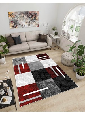 Dijidekor Shine M(105) Kırmızı Saçaksız Mutfak Koridor Yolluk Salon Yatak Odası Halısı