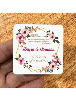 Hediyehanesi Nikah, Nişan, Düğün, Söz, Kına Hediyelik Ahşap Magnet – 20 Adet (6x6 Cm)