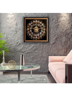 PremiumPort Şık Osmanlı Padişahları Temalı Cam Saat, 60 Cm, Zarif ve Dekoratif Tasarım