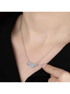 Fumeyabi Swarovski Taşlı Gümüş Kalp Bayan Kolye