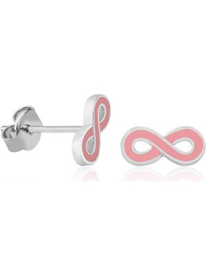 Fumeyabi Gümüş Pembe Sonsuzluk Çivili Küpe