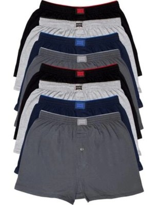 Tutku Erkek Düz Penye Boxer Çok Renkli 6 Adet Gri Desenli Standart Paça