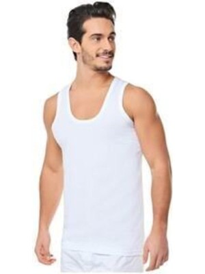 Tutku Seherseher Yıldzı Erkek %100 Pamuk Penye Atlet Beyaz 6'lı Klasik 001-KARIŞIK Desen-M