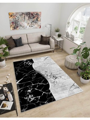 Dijidekor Shine M(60) Siyah Saçaksız Mutfak Koridor Yolluk Salon Yatak Odası Halısı