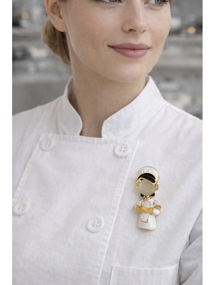 Modex Altın Sarısı Kadın Şef Aşçı Broş (4cm)