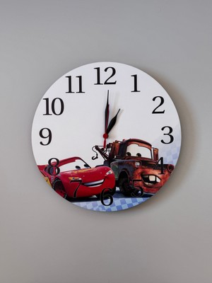 PremiumPort Ahşap Arabalar Temalı Çocuk Odası Duvar Saati 30X30CM