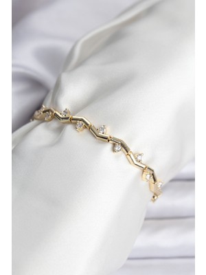 Clariss Zikzak Model Pirinç Gold Renk Bileklik -BLK-1302