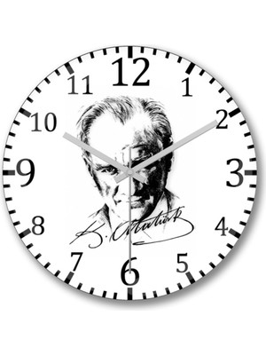 PremiumPort Atatürk Imzalı Şık Duvar Saati, Gerçek Cam, Modern Tasarım