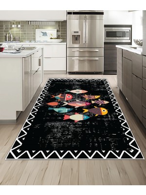 Dijidekor Shine M(256) Siyah Saçaksız Mutfak Koridor Yolluk Salon Yatak Odası Halısı