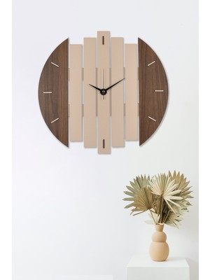 PremiumPort Modern Ahşap Krem Duvar Saati, Büyük Boy 41X45 Cm, Şık Tasarım