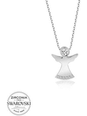 Fumeyabi Swarovski Taşlı Gümüş Melek Bayan Kolye