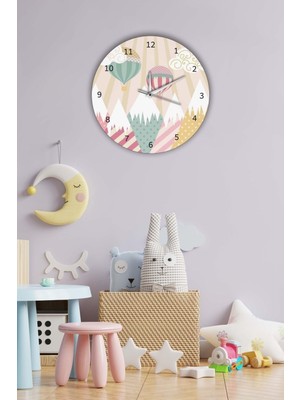 PremiumPort Renkli Balon Temalı Çocuk Odası Duvar Saati 30X30CM