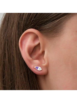 Fumeyabi Gümüş Mor Balık Küpe