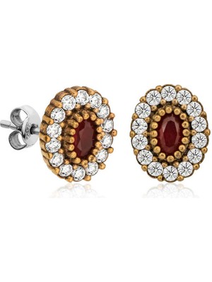 Fumeyabi Gümüş Otantik Oval Çivili Bayan Küpe