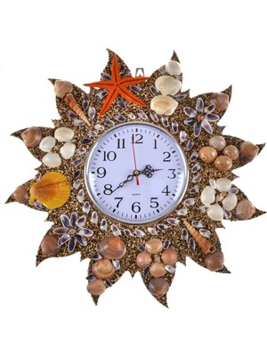 PremiumPort Renkli Deniz Kabuklarından Quartz Saat, Sessiz Mekanizma, Yılbaşı Hediye