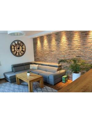 PremiumPort Şık Rustik Tarz Duvar Saati, Gümüş ve Siyah Işıklı Çerçeve, 40-60 cm