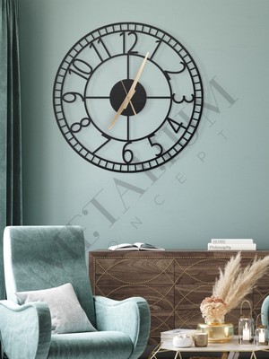 PremiumPort Şık 60X60CM Metal Duvar Saati, Dekoratif Rakam Detayları