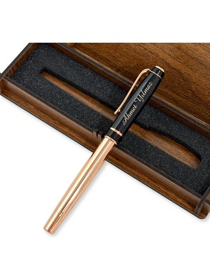 Hediyehanesi Kişiye Özel Isimli Siyah Rose Gold Tükenmez Kalem 1 Adet 13 cm Uzunluk