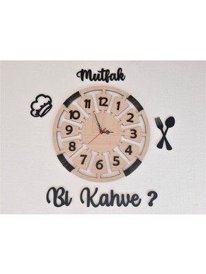 PremiumPort Modern Rakamlı Ip Sargılı Mutfak Saat Seti 40X40 Bej