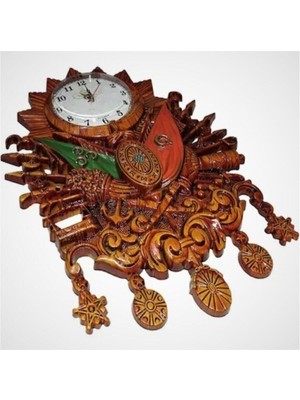 PremiumPort El Yapımı Osmanlı Tarzı Dekoratif Duvar Saati, Sıcak Renkler