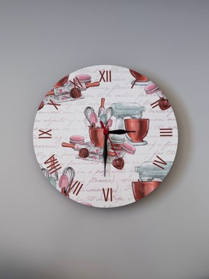 PremiumPort Ahşap Baskılı Mutfak Duvar Saati 30X30, Şık ve Işlevsel Dekorasyon